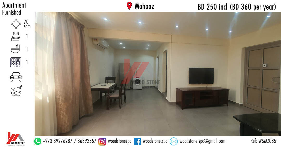 Mahooz, Apartments, Flats, Houses & Villas, BHD 250/month,  Furnished,  1 BR,  70 Sq. Meter,  Furnished 1 Bedroom Apartment, Mahooz - BD 250 Incl (BD 360 Per Year) WSMZ085