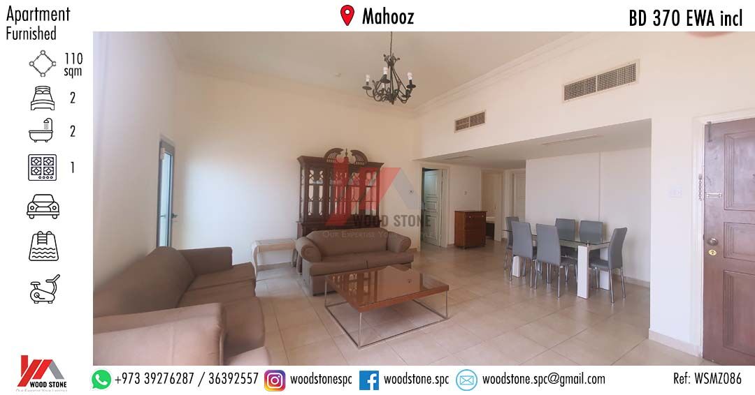 Mahooz, Apartments, Flats, Houses & Villas, BHD 370/month,  Furnished,  2 BR,  110 Sq. Meter,  Furnished 2 Bedroom Apartment, Mahooz - BD 370 Incl WSMZ086