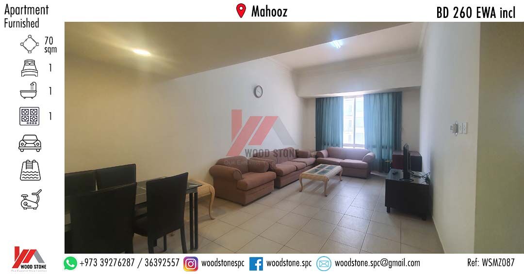 Mahooz, Apartments, Flats, Houses & Villas, BHD 260/month,  Furnished,  1 BR,  70 Sq. Meter,  Furnished 1 Bedroom Apartment, Mahooz - BD 260 Incl WSMZ087