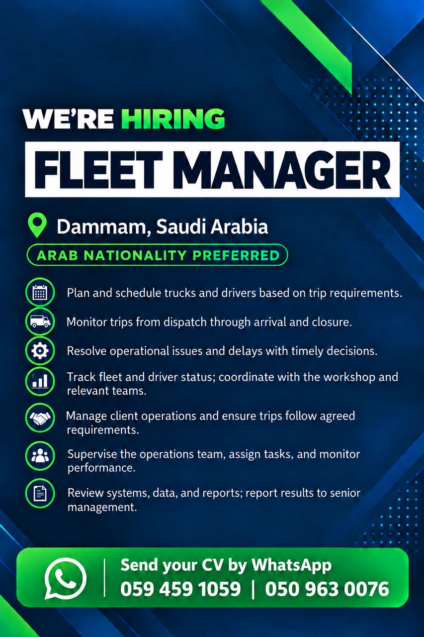 Dammam, Jobs, Required: Fleet Manager