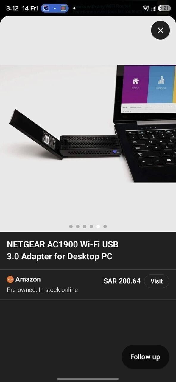 Riyadh, Electronics, SAR 60,  NETGEAR Nighthawk AC1900 WiFi USB Adapter &mdash; New Unused