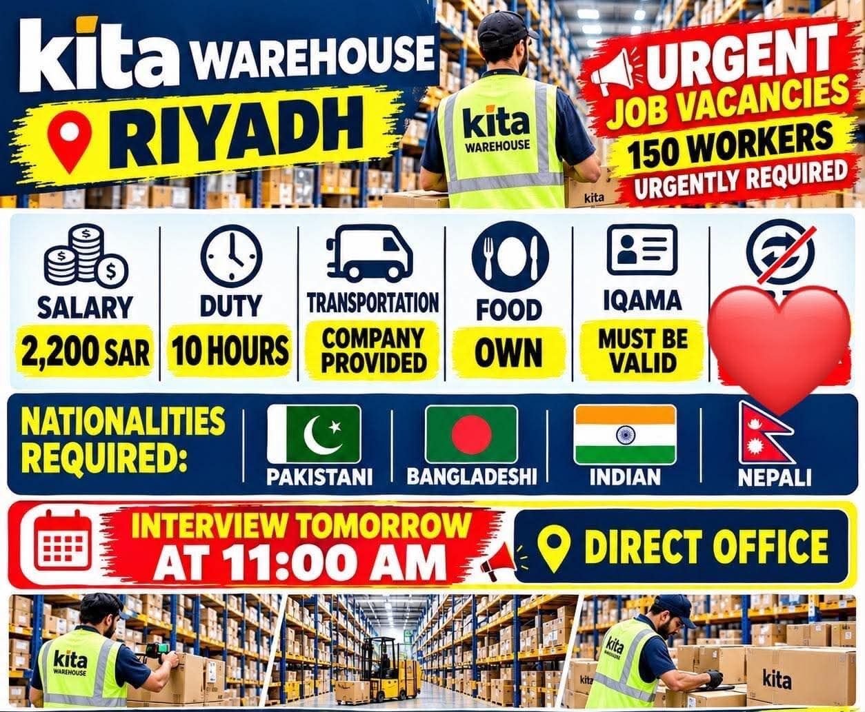 Riyadh, Jobs, Warehouse Workers Required &ndash; Riyadh