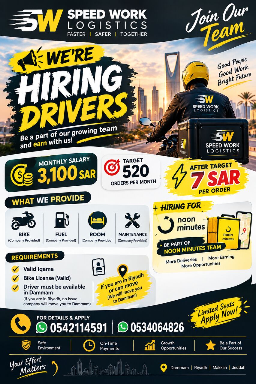 Riyadh, Jobs, Bike Riders For Noon Minutes &ndash; Noon Super Mall