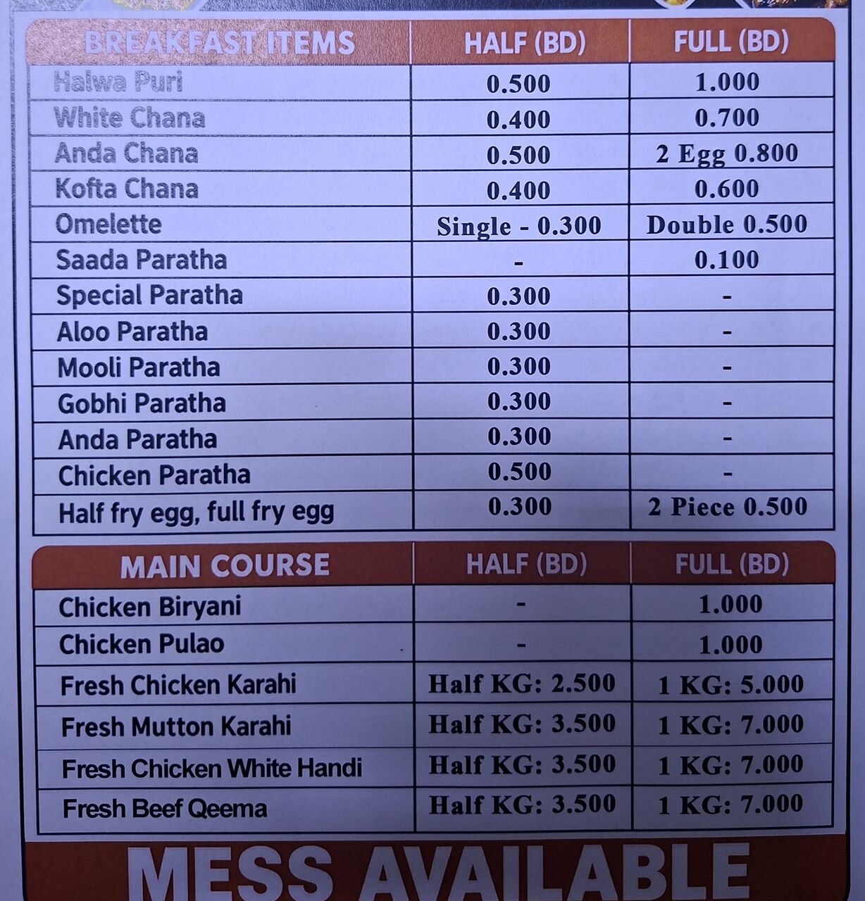 Gudaibiya, Food, BHD 28,  The Pure Pakistan Food And Mess Available
