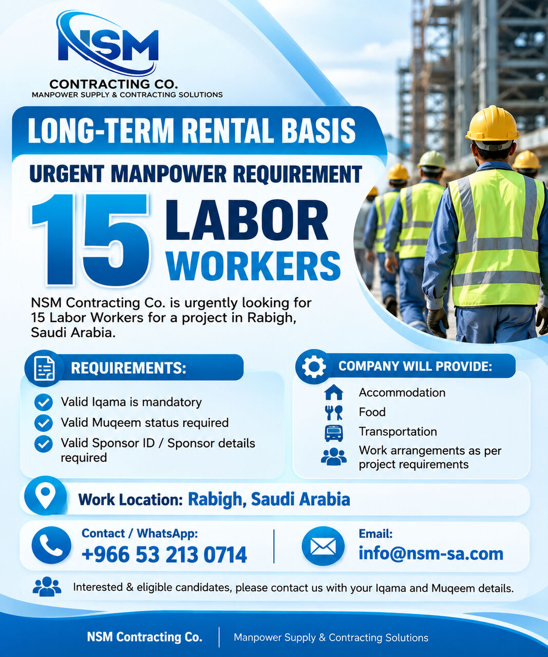 Dammam, Jobs, URGENT MANPOWER REQUIREMENT &ndash; 15 LABOR WORKERS