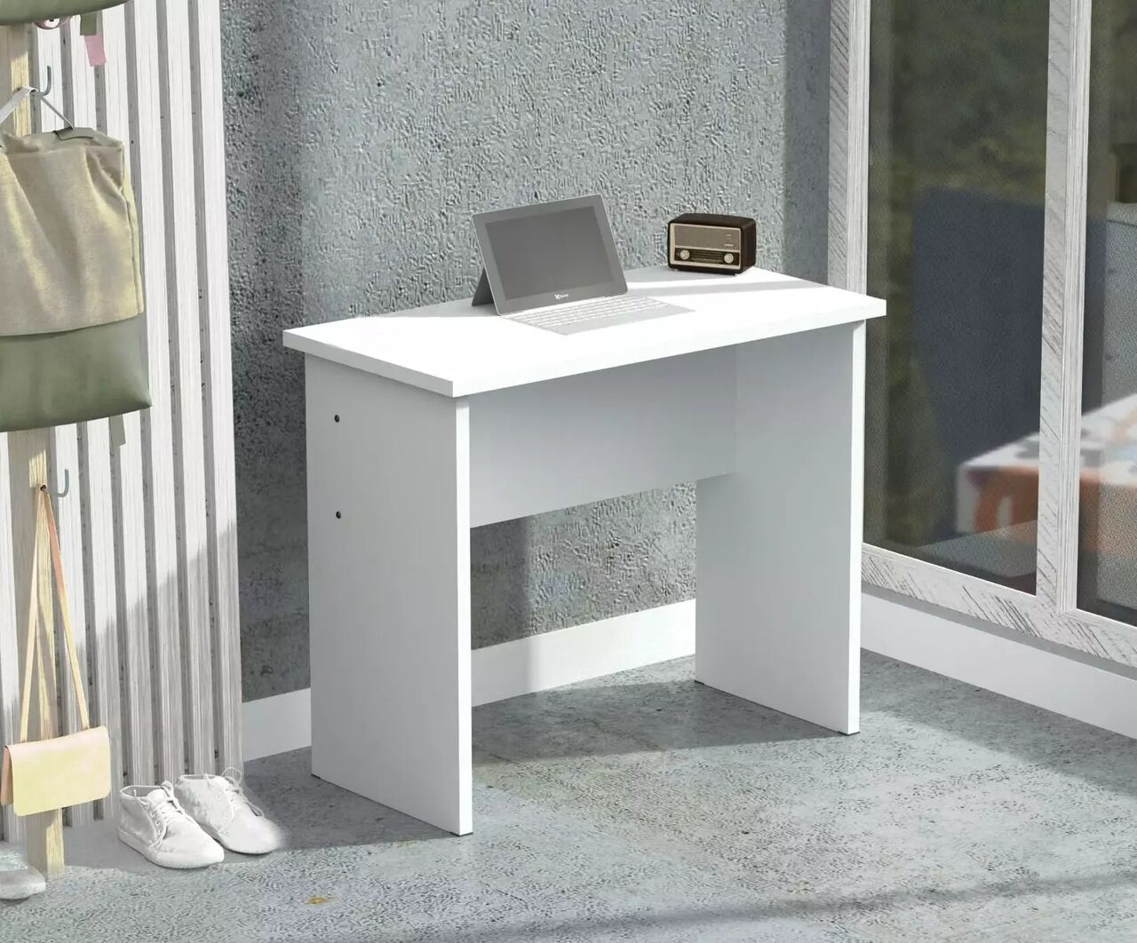 Dubai, Furniture, AED 130,  Minimalist White Study Table For Modern Study Rooms