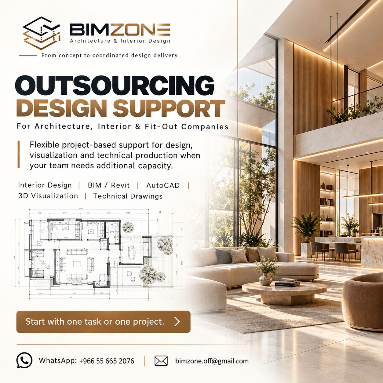 Jeddah, Interior Design, Outsourcing Design Support | BIM/Revit, AutoCAD, 3D & Interior Design