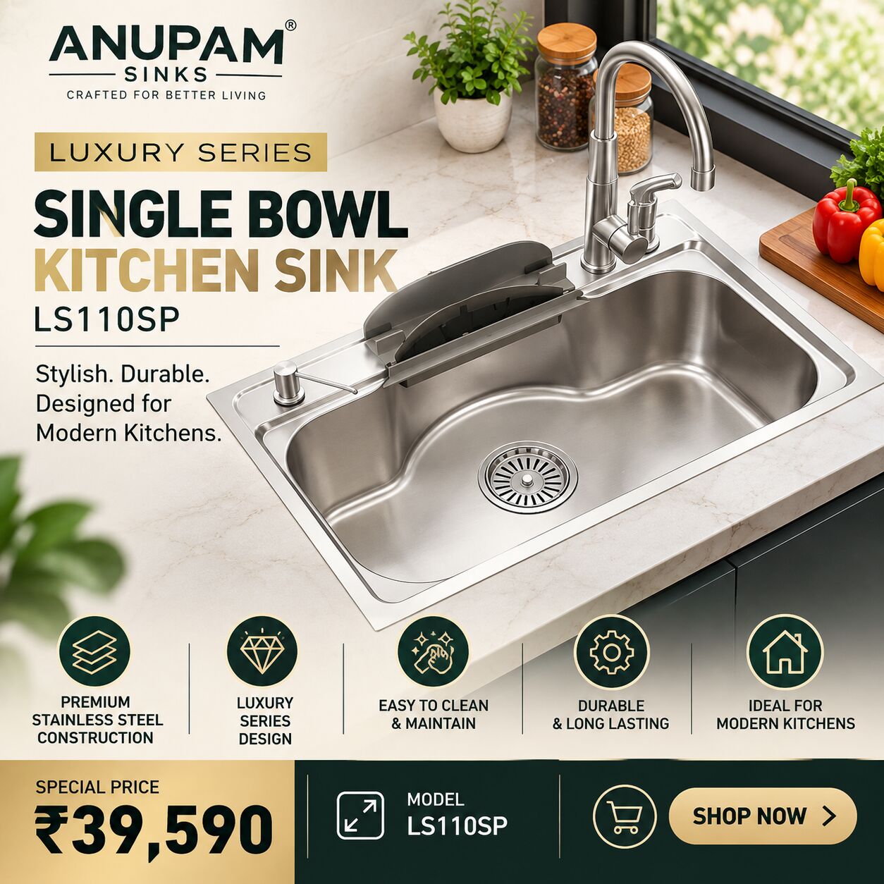 New Delhi, Household Items, INR 39590,  Buy Sink For Kitchen Online
