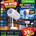BHD 39,  Brand New 4K Android WiFi Projector 5G Wireless Screen Sharing (Plug & Play) Call 3664155