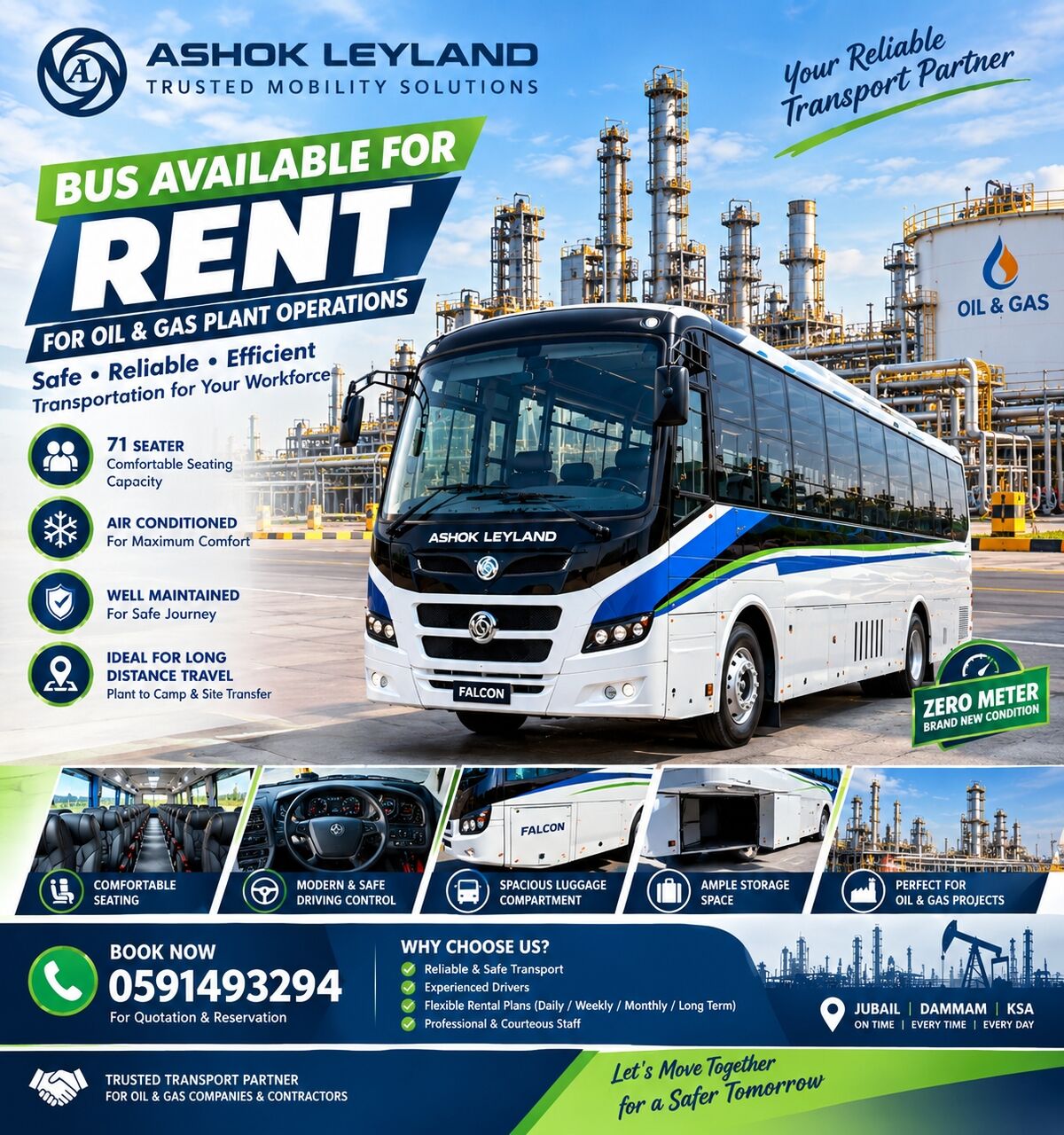 Jubail, Equipment Rental, 71 Seater Long Bus Available On Rent