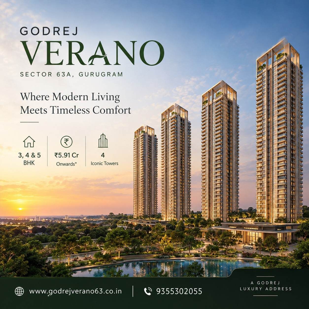 Gurgaon, Real Estate For Sale, INR 59100000,  3 BR,  2150 Sq. Feet,  Explore Premium Residences At Godrej Verano Gurgaon