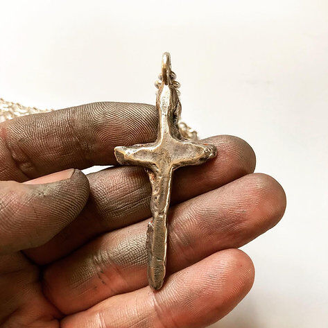 New York, Jewelry, USD 895,  LUGDUN ARTISANS Mens Silver Cross Necklace Handforged In Sterling Silver USA Made