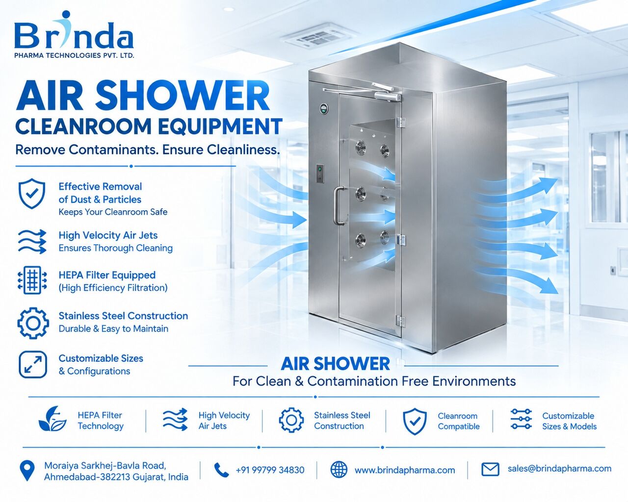 Ahmedabad, Health, Air Shower Cleanroom Equipment Supplier In India | Brinda Pharma