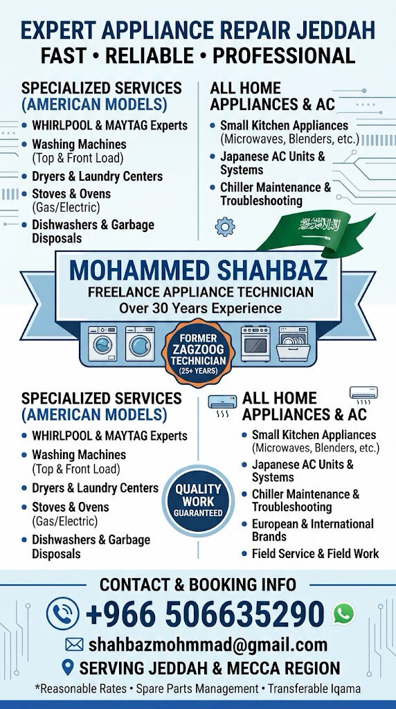 Jeddah, Appliance Repair, Professional Repair: American Washers, AC, Small Appliances & Stoves (Jeddah)