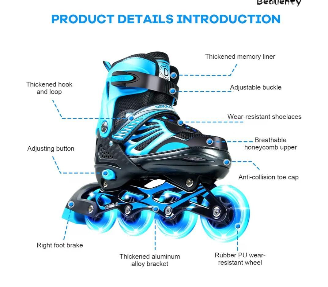 Al Malaz, Toys & Games, SAR 110,  Adjustable Inline Skates / Roller Skates With Flashing Wheels &ndash; EU 38-41 (Size L)