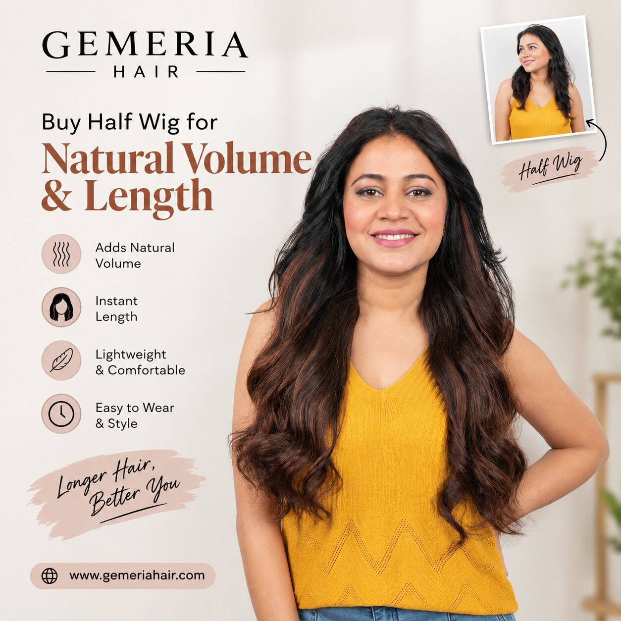 Dubai, Fashion & Design, Buy Half Wig For Natural Volume & Length | Gemeria Hair