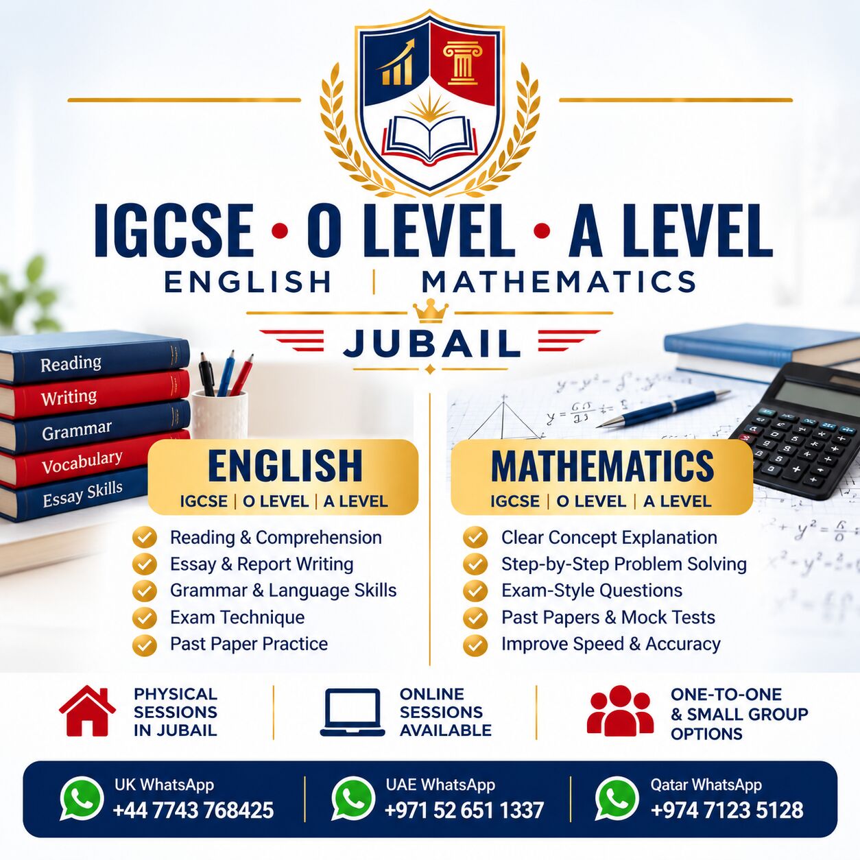 Jubail, Lessons Offered, O & A Level Tutor | 5 Core Subjects &bull; Exam-Focused Preparation