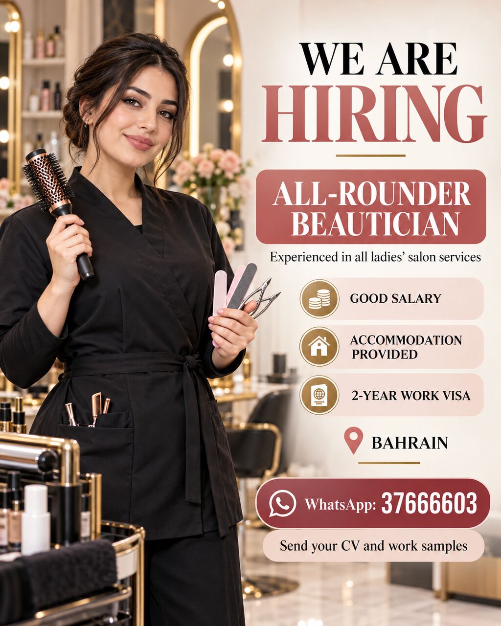 Manama, Jobs, WE ARE HIRING &ndash; ALL\-ROUNDER  LADY SALON