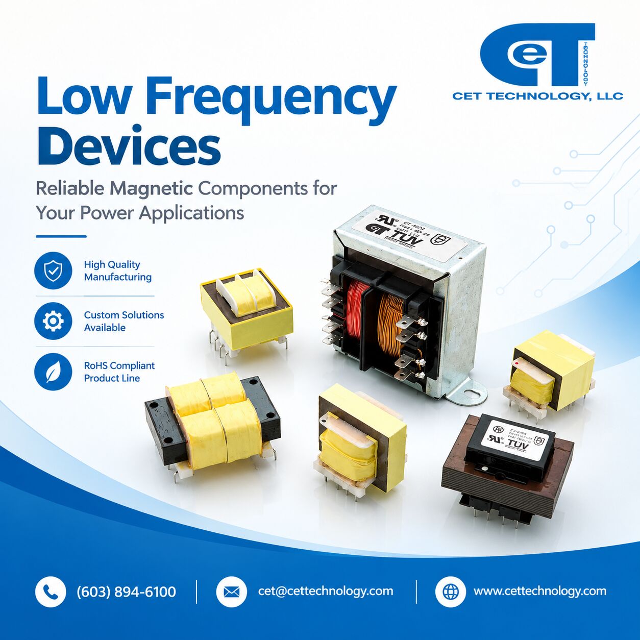 New York, Electronics, Low Frequency Devices & Power Transformers | CET Technology Explore Low Frequency Devices