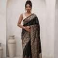 Classic Black Saree With Silver Border | Mavuris