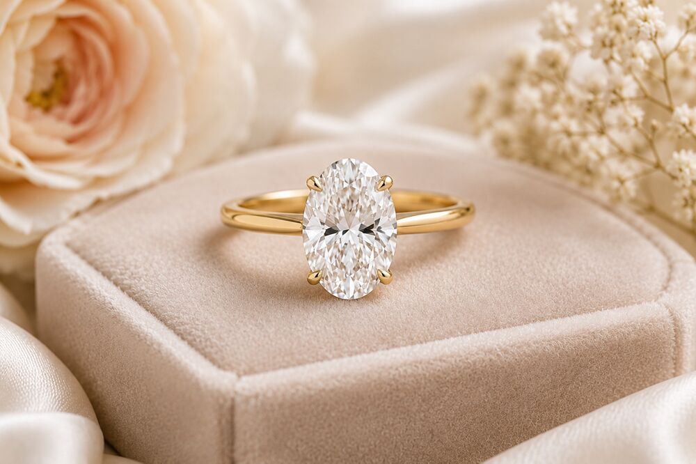 London, Clothing & Accessories, Atelier Diamonds Oval Diamond Solitaire Engagement Ring