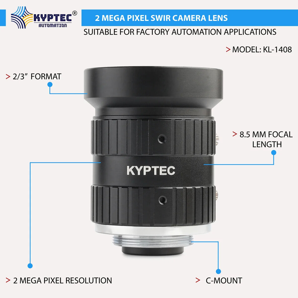New Delhi, Electronics, INR 18500,  8.5 MM SWIR Camera Lens, 900&ndash;1700 Nm, 2 MP, 2/3-Inch C-Mount