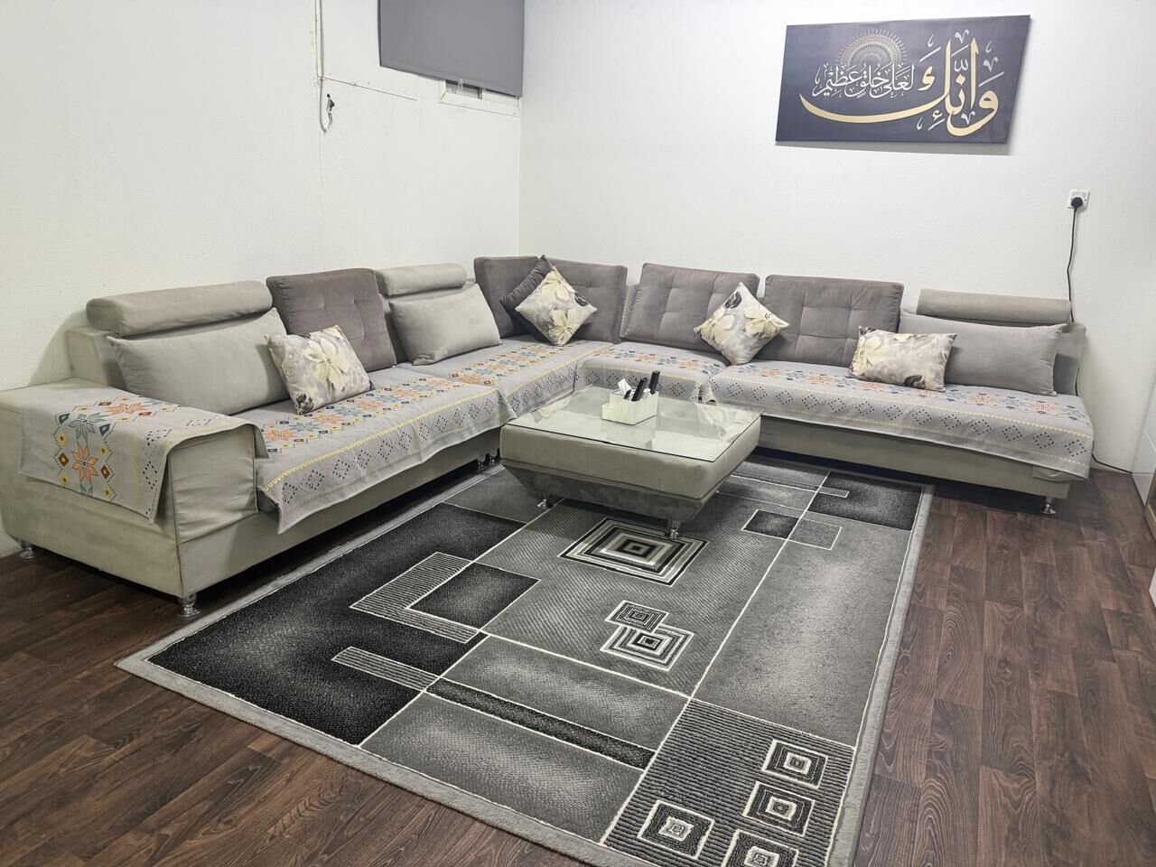 Al Naseem, Furniture, SAR 1700,  🛋️ Large 9-Seat Corner Sofa – Premium Light Grey