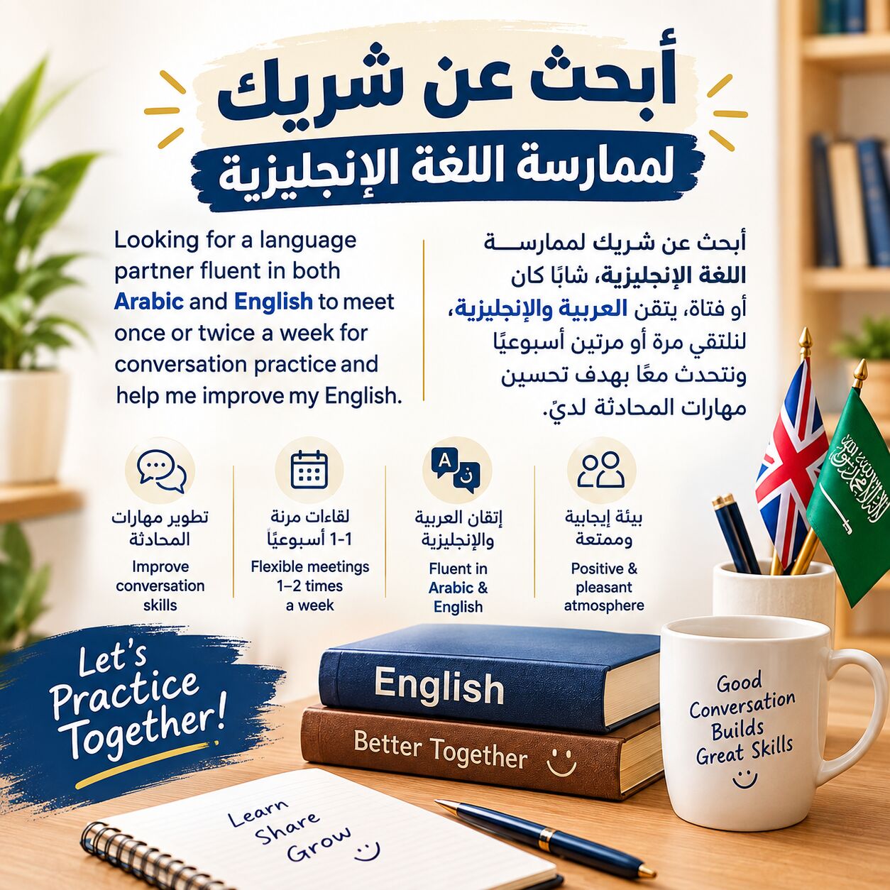 Riyadh, Language Exchange, Looking For A Language Partner Fluent In Both Arabic And English To Meet Once Or Twice A W