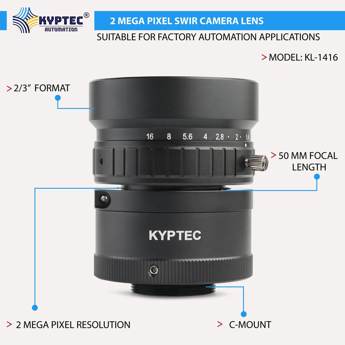 New Delhi, Electronics, INR 18500,  50 MM SWIR Camera Lens, 900&ndash;1700 Nm, F1.4, 2 MP, 2/3-Inch C-Mount