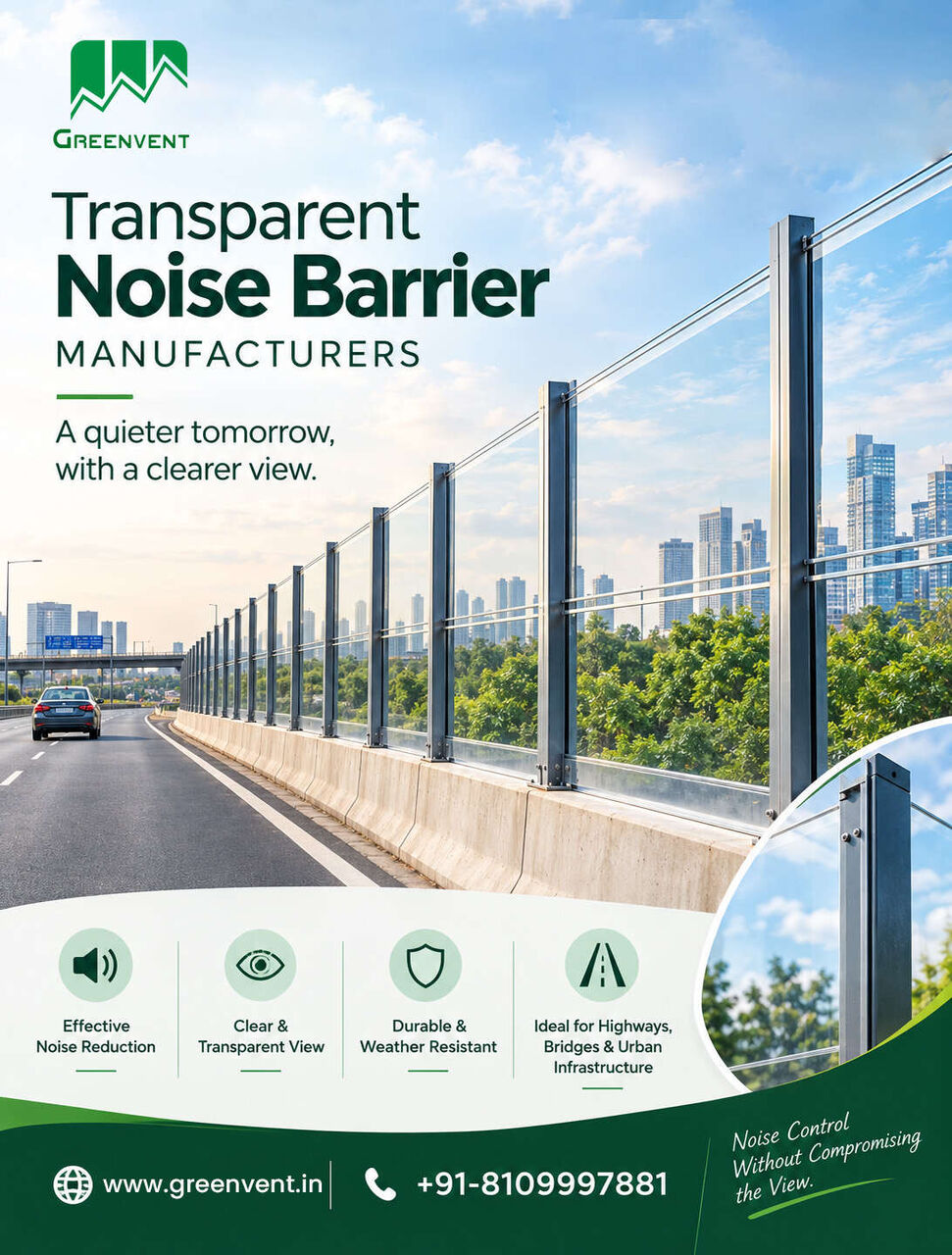 Greater Noida, Business, Transparent Noise Barrier Manufacturers For Clear Acoustic Protection