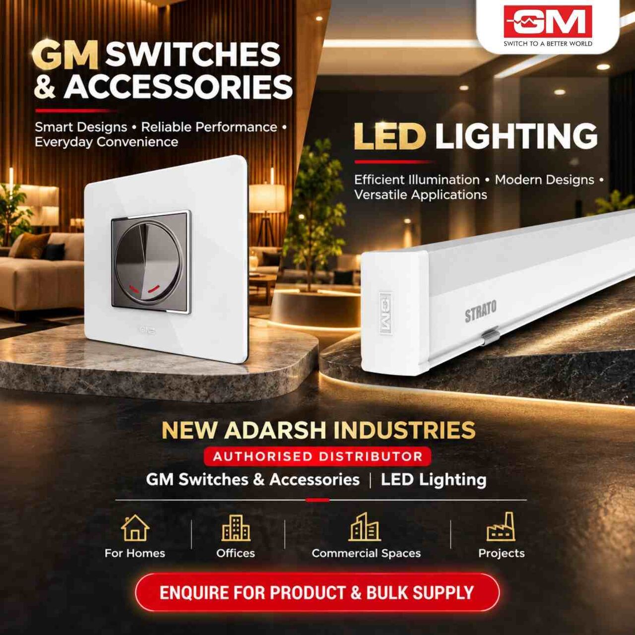 Punjab, Materials, Buy GM Switches, Electrical Accessories & LED Lighting For Projec