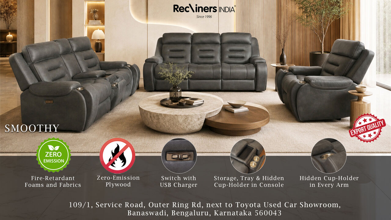 Bangalore, Furniture, Festive Sale &ndash; Smoothy Fire Retardant Living Room Recliner Sofa Set | Recliners India Bana