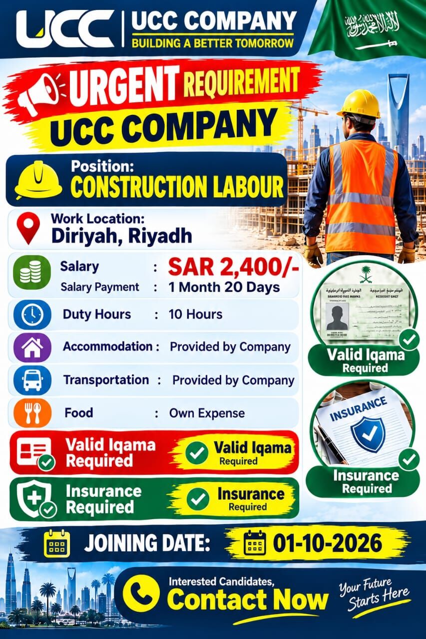 Riyadh, Jobs, CONSTRUCTION LABOUR