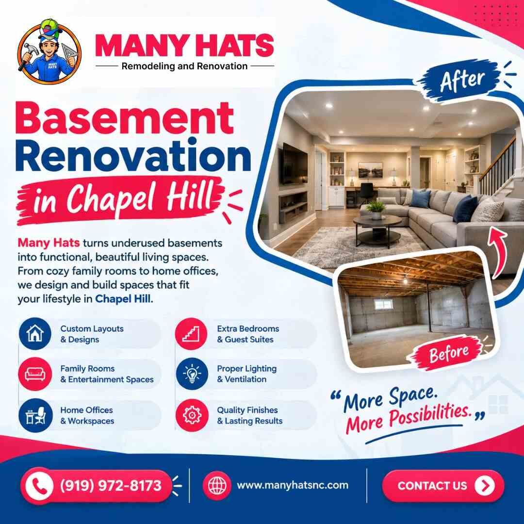 New York, Construction, Basement Renovation In Chapel Hill | Manyhats