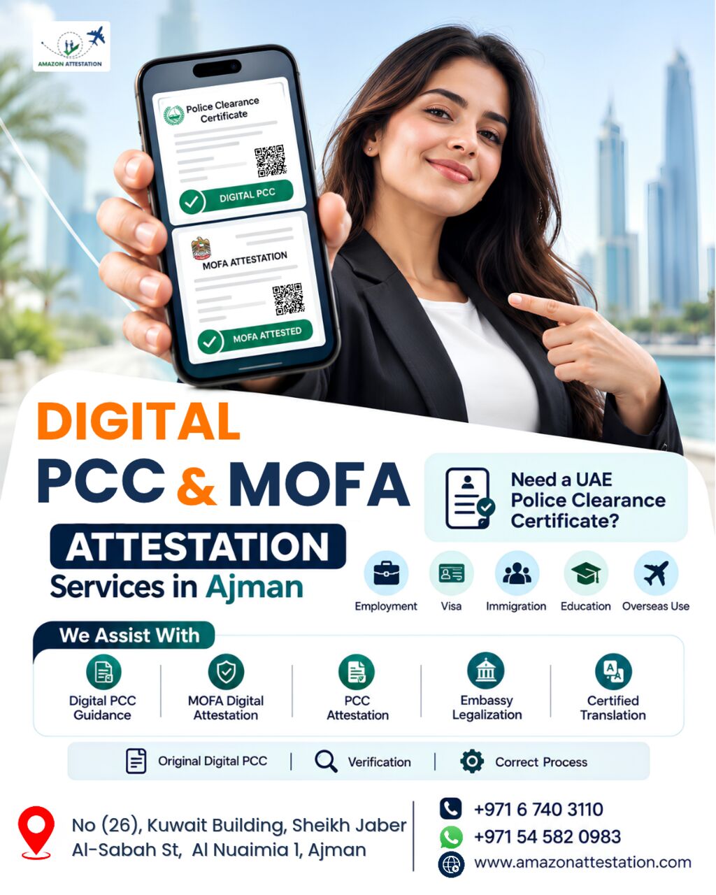 Ajman, Legal, Digital PCC & MOFA Attestation Services In Ajman