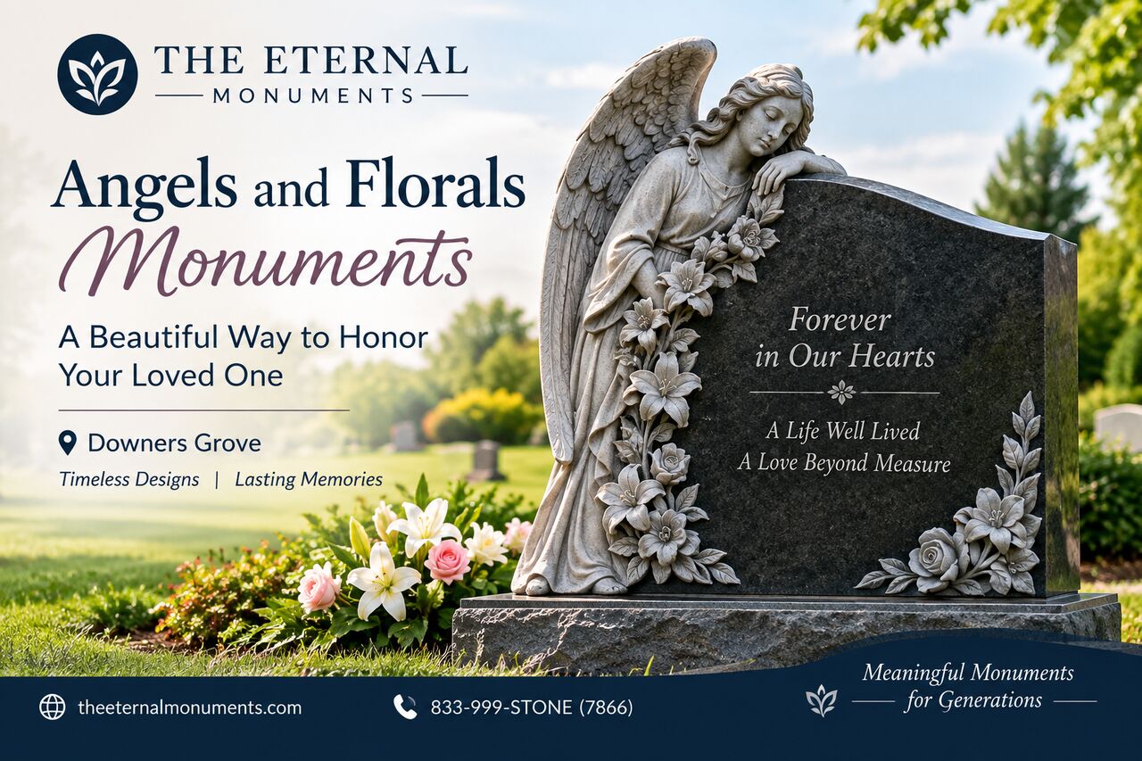 New York, Business, Angels And Florals Monuments In Crystal Lake