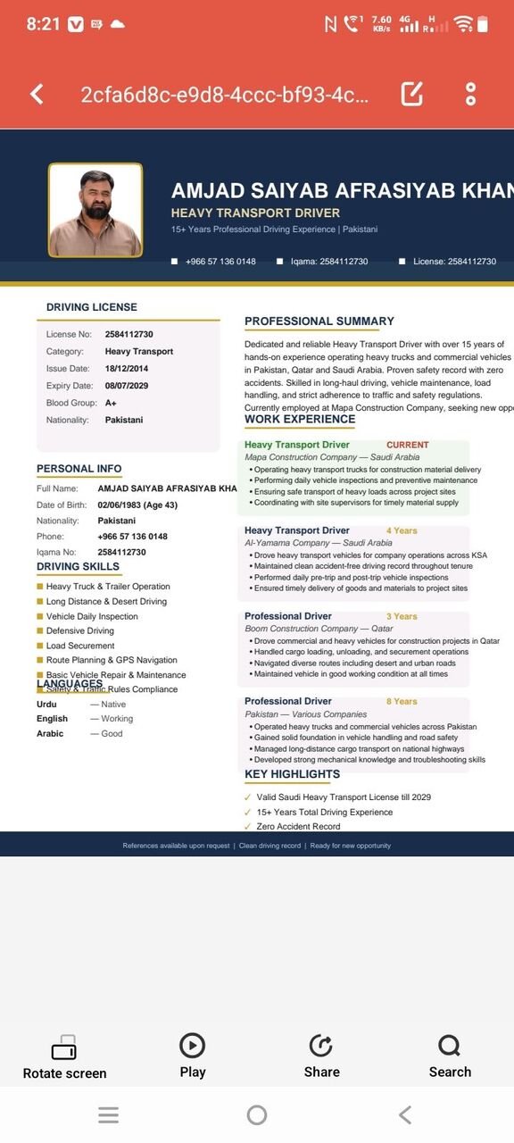 Riyadh, Job Seekers, Dump Truck Driver