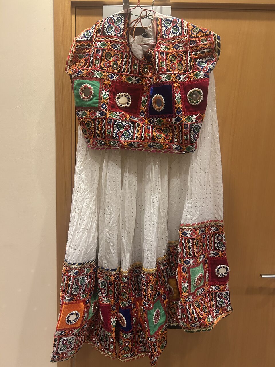 Adliya, Clothing & Accessories, BHD 13,  Beautiful White Original Mirror Work Ghagra Choli For Sale