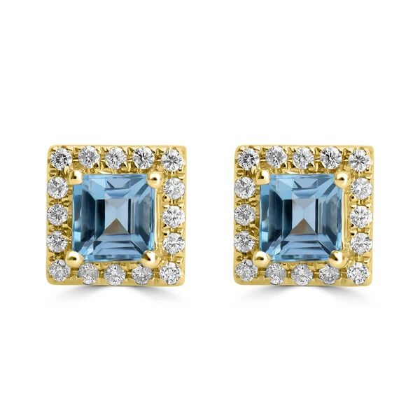 New York, Jewelry, USD 944,  For Sale: Aquamarine Earrings With Diamonds In 18K Gold