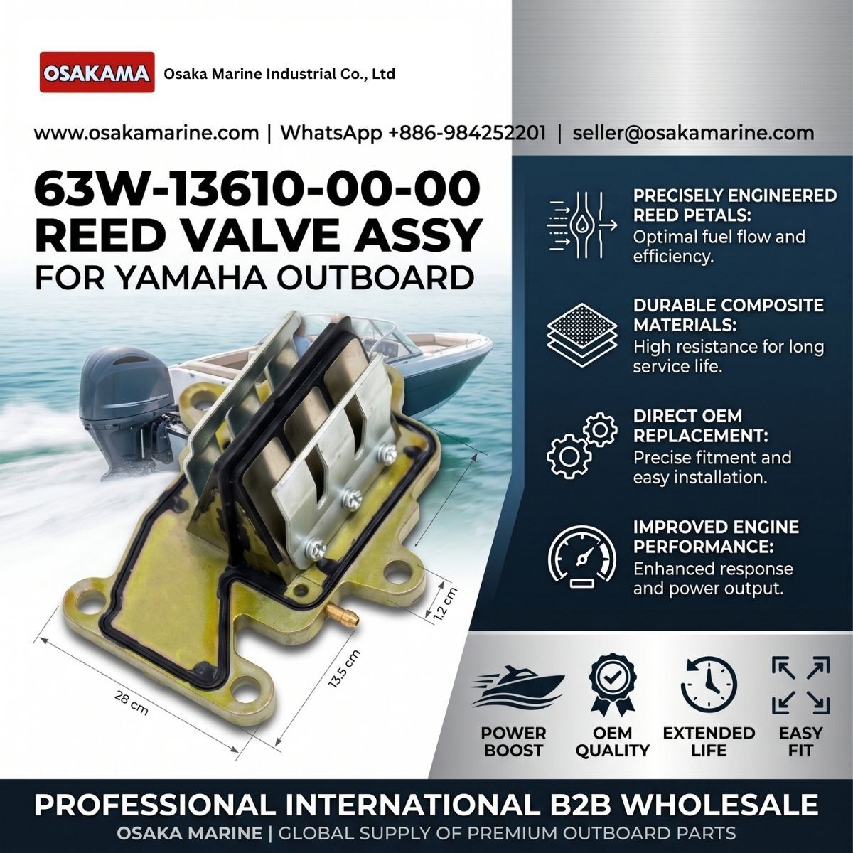 Quito, Auto Parts, USD 99999,  REED VALVE ASSEMBLY 63W-13610-00-00 FOR YAMAHA OUTBOARD