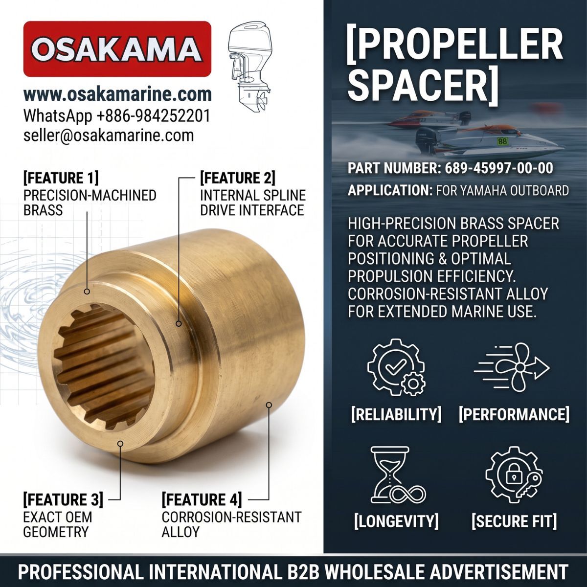 Quito, Auto Parts, USD 99999,  PROPELLER SPACER 689-45997-00-00 FOR YAMAHA OUTBOARD