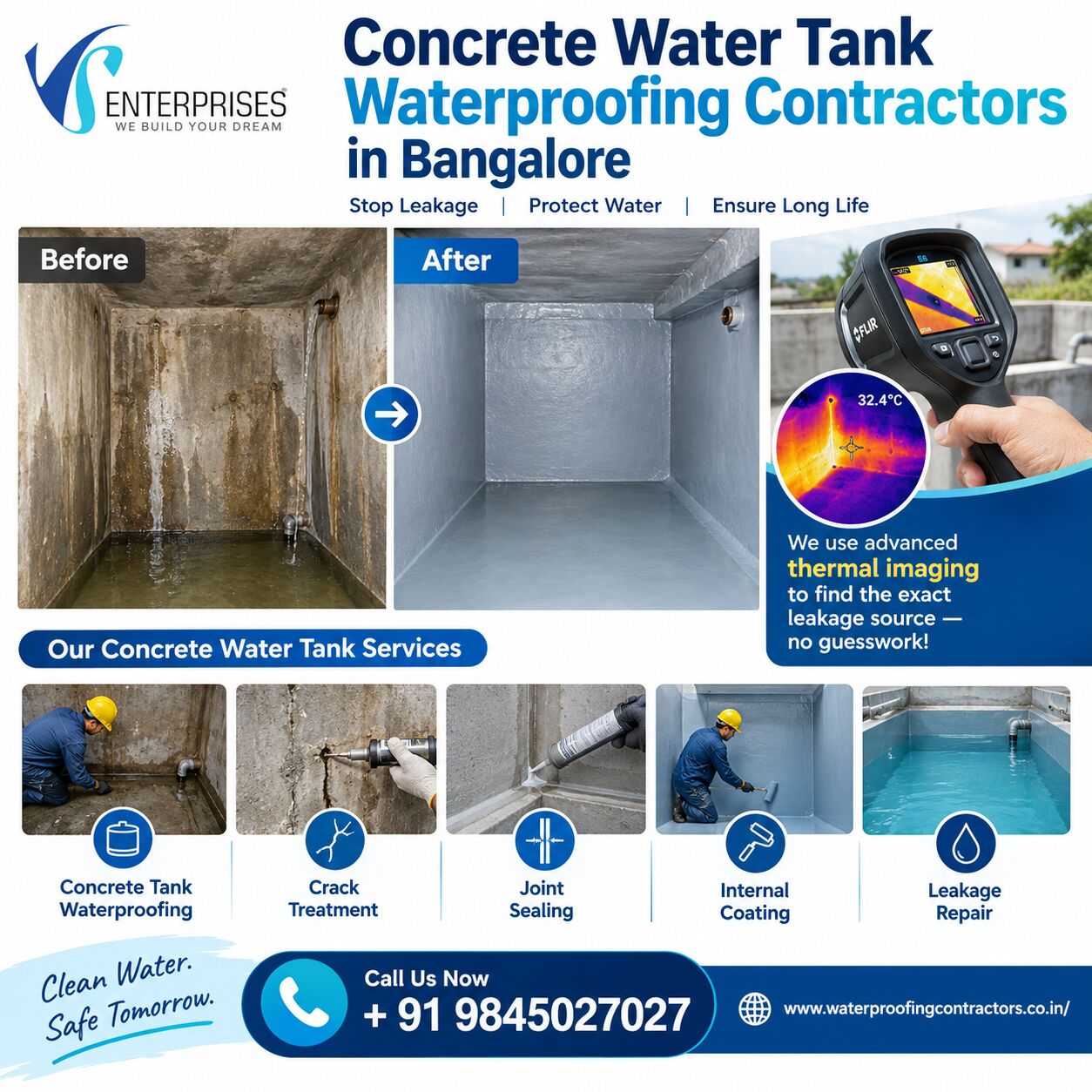 Bangalore, Construction, Concrete Water Tank Waterproofing Services In Bangalore