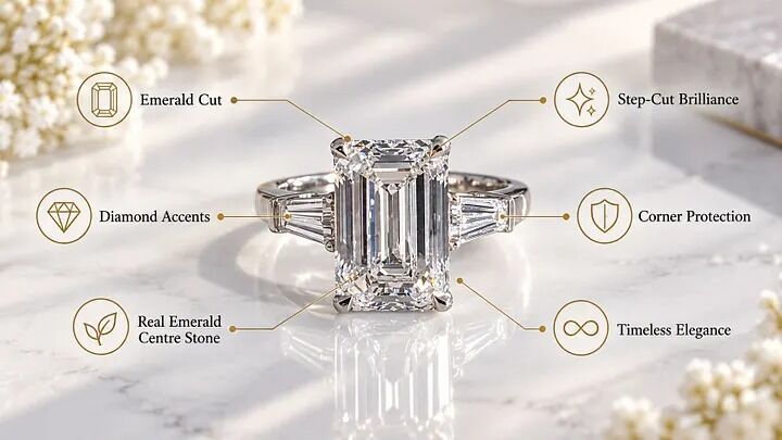 London, Jewelry, GBP 2450,  Beautiful Emerald Engagement Ring: A Timeless Expression Of Love