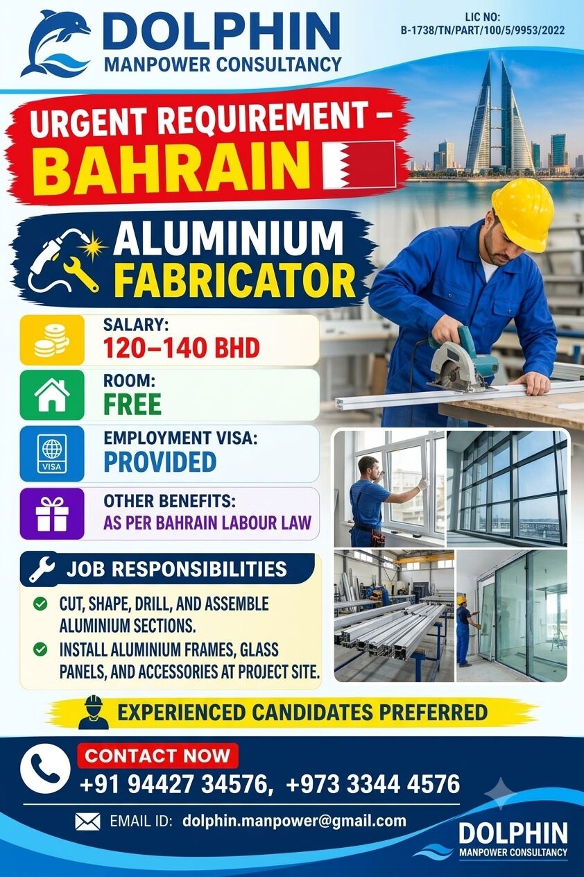 Jidhafs, Jobs, We Are Hiring- ALUMINIUM FABRICATOR