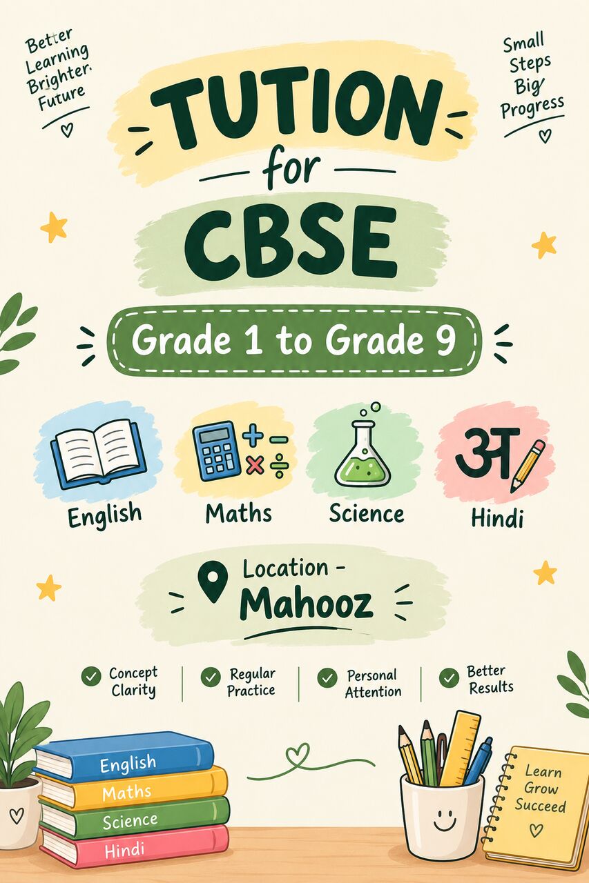 Mahooz, Lessons Offered, Cbse Tution For Grade 1 To Grade 9