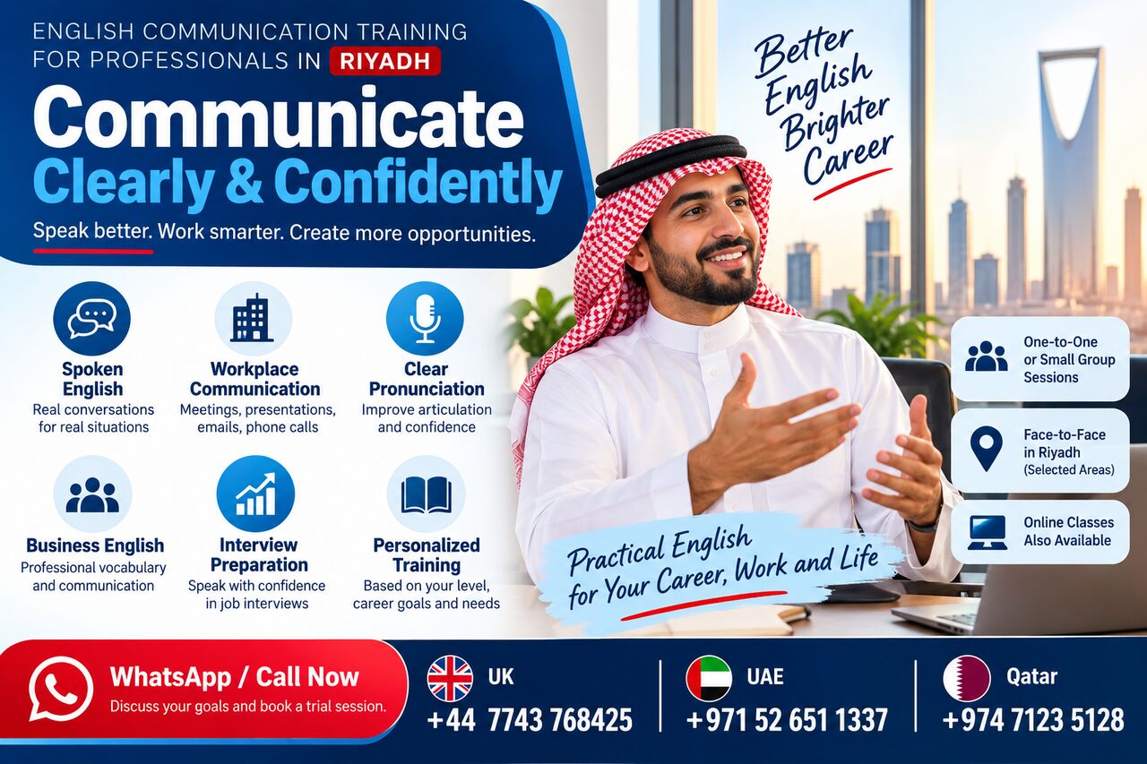 Riyadh, Lessons Offered, Saudi Professionals: Speak English Confidently At Work | Native Trainer