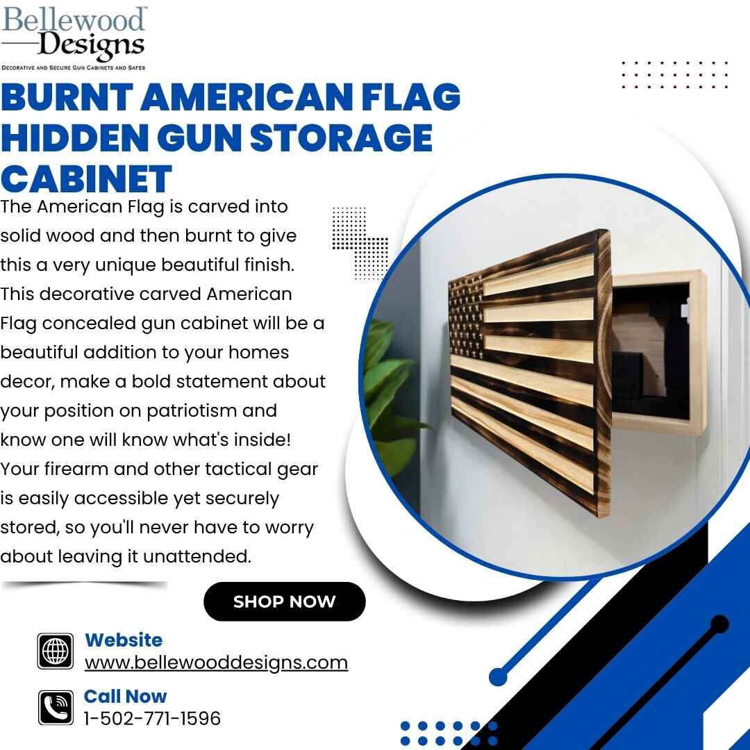 New York, Furniture, USD 139,  Burnt American Flag Hidden Gun Storage Cabinet