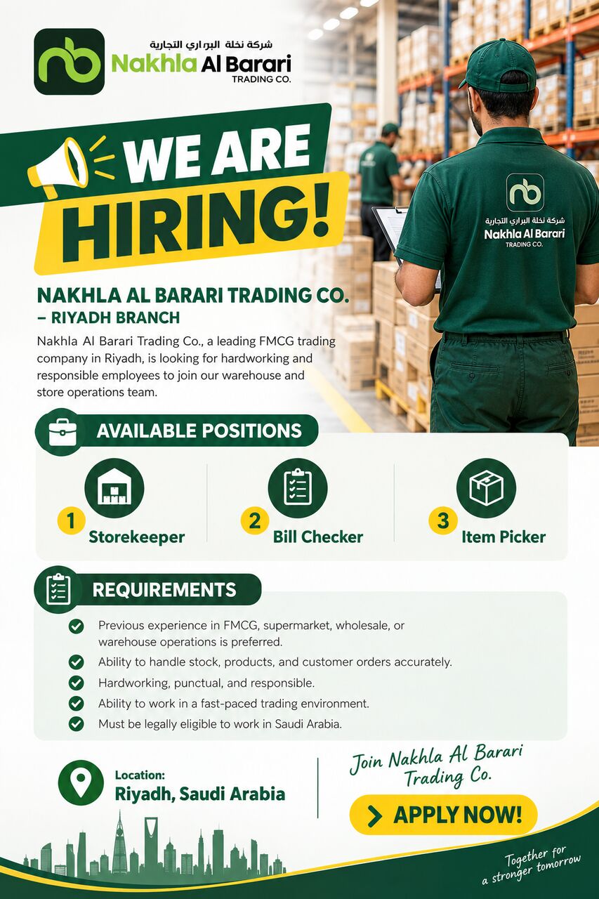 Riyadh, Jobs, 📢 JOB VACANCIES – RIYADH, SAUDI ARABIA