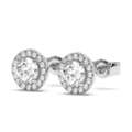 GBP 200,  Round Cut Halo Diamond Stud Earrings In 18K White Gold