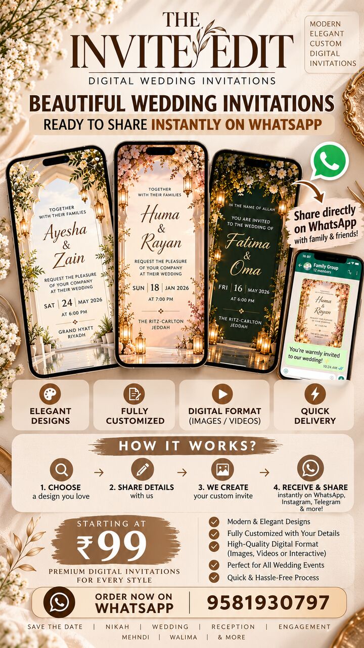 Hyderabad, Seeking Bride, 💍 Beautiful Digital Wedding Invitations Just ₹99!